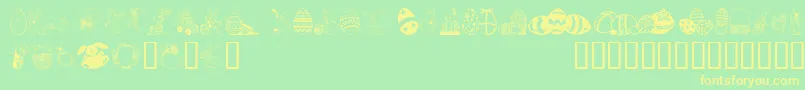 フォントEasterArt – 黄色の文字が緑の背景にあります