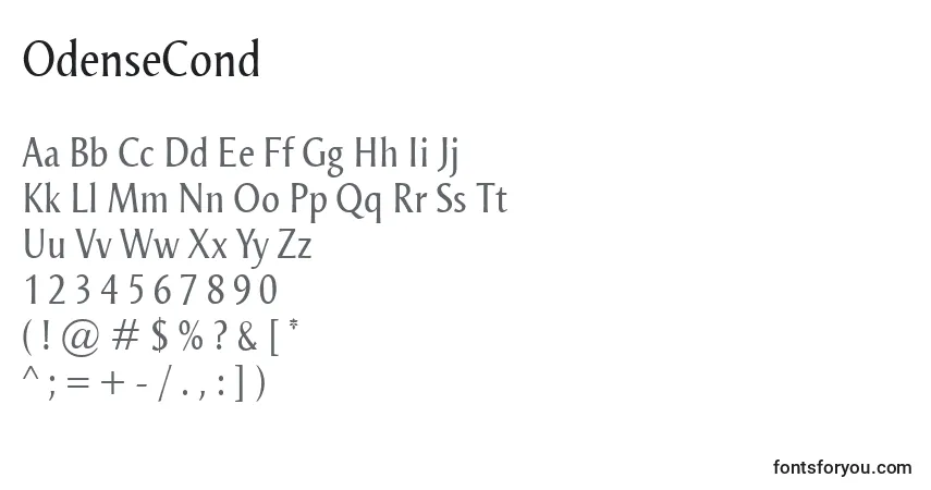 Fuente OdenseCond - alfabeto, números, caracteres especiales
