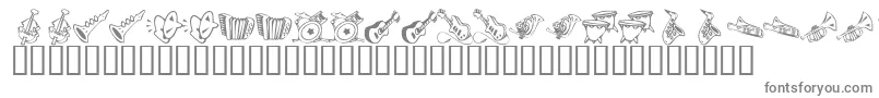 KrMusicClass-fontti – harmaat kirjasimet valkoisella taustalla
