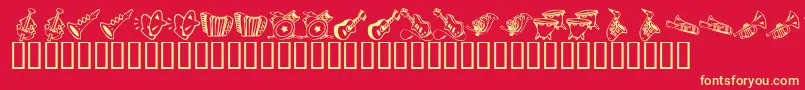 KrMusicClass-Schriftart – Gelbe Schriften auf rotem Hintergrund