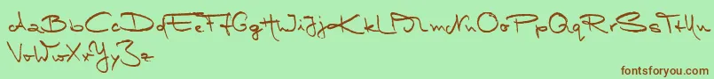 MarleenScriptMediumReduced-Schriftart – Braune Schriften auf grünem Hintergrund