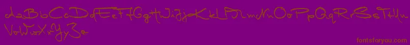 MarleenScriptMediumReduced-Schriftart – Braune Schriften auf violettem Hintergrund