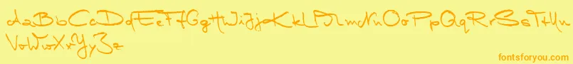 Fonte MarleenScriptMediumReduced – fontes laranjas em um fundo amarelo