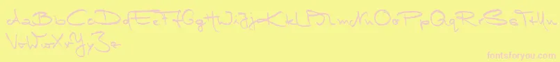MarleenScriptMediumReduced-Schriftart – Rosa Schriften auf gelbem Hintergrund