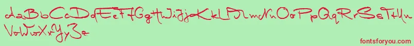 MarleenScriptMediumReduced-Schriftart – Rote Schriften auf grünem Hintergrund
