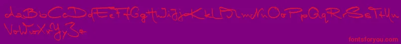 Fonte MarleenScriptMediumReduced – fontes vermelhas em um fundo violeta