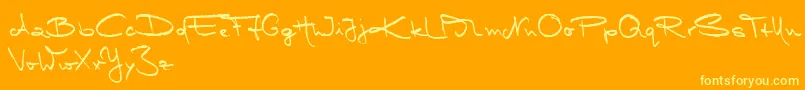 MarleenScriptMediumReduced Font – Yellow Fonts on Orange Background