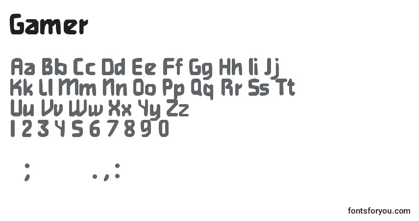 Шрифт Gamer – алфавит, цифры, специальные символы