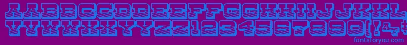 DryGoodsEmporiumJl-Schriftart – Blaue Schriften auf violettem Hintergrund