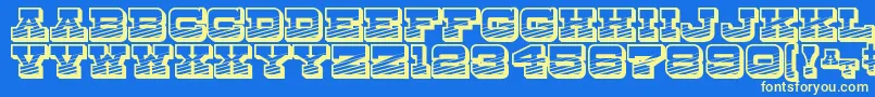 DryGoodsEmporiumJl-fontti – keltaiset fontit sinisellä taustalla