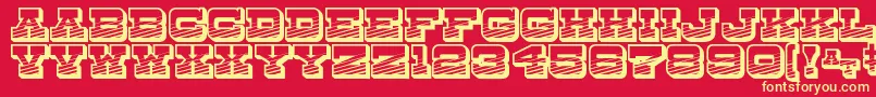 DryGoodsEmporiumJl-fontti – keltaiset fontit punaisella taustalla