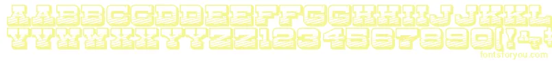 DryGoodsEmporiumJl-Schriftart – Gelbe Schriften auf weißem Hintergrund