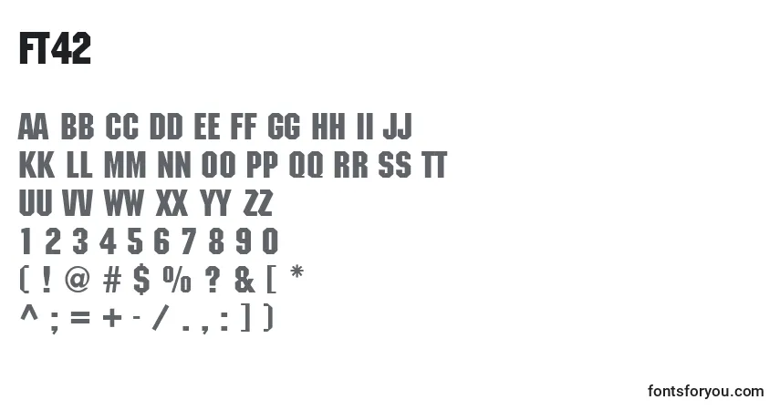 Schriftart Ft42 – Alphabet, Zahlen, spezielle Symbole