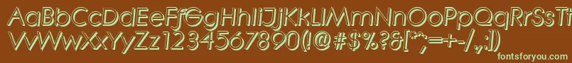 フォントLiterashadowItalic – 緑色の文字が茶色の背景にあります。