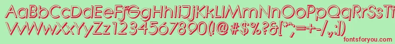 LiterashadowItalic-Schriftart – Rote Schriften auf grünem Hintergrund