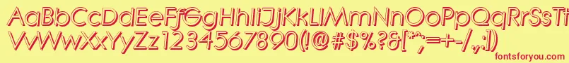 Fonte LiterashadowItalic – fontes vermelhas em um fundo amarelo
