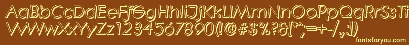 LiterashadowItalic-fontti – keltaiset fontit ruskealla taustalla