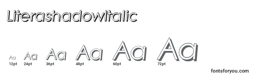 Размеры шрифта LiterashadowItalic
