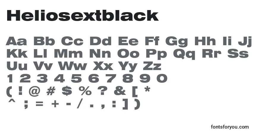 Heliosextblack-fontti – aakkoset, numerot, erikoismerkit