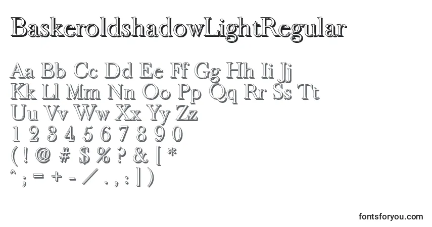 BaskeroldshadowLightRegular-fontti – aakkoset, numerot, erikoismerkit