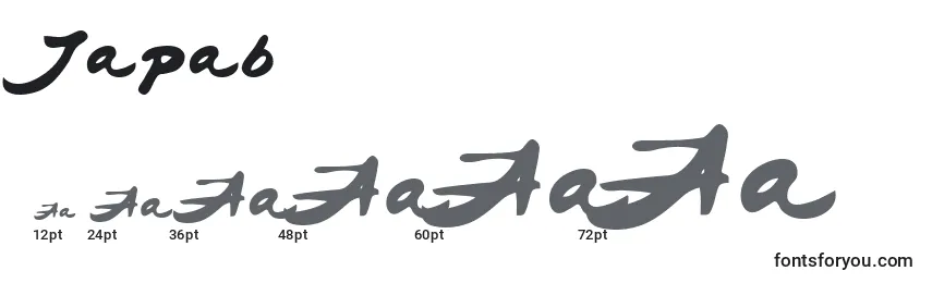 Größen der Schriftart Japab