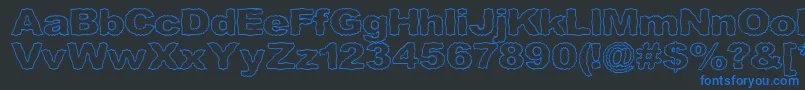 Roughhewnoutline Font – Blue Fonts on Black Background