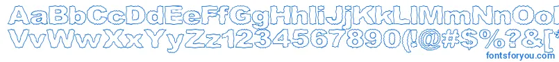 Roughhewnoutline Font – Blue Fonts on White Background