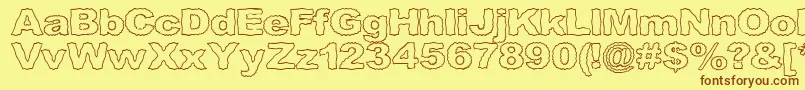 Roughhewnoutline Font – Brown Fonts on Yellow Background