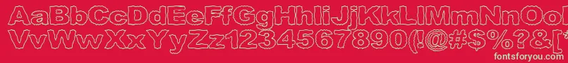 フォントRoughhewnoutline – 赤い背景に緑の文字