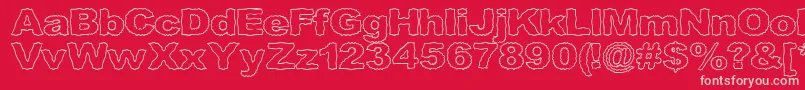 フォントRoughhewnoutline – 赤い背景にピンクのフォント