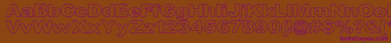 Roughhewnoutline Font – Purple Fonts on Brown Background