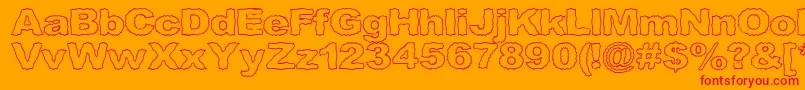 Roughhewnoutline Font – Red Fonts on Orange Background