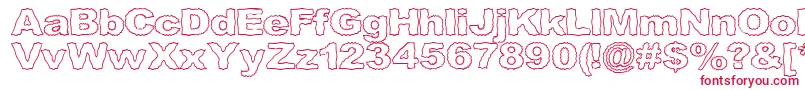 Roughhewnoutline Font – Red Fonts on White Background