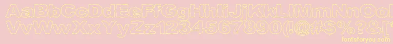 Roughhewnoutline Font – Yellow Fonts on Pink Background