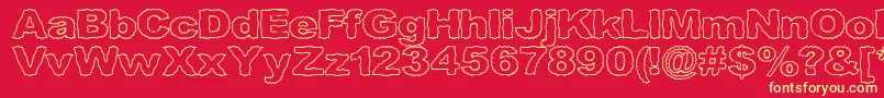 Roughhewnoutline Font – Yellow Fonts on Red Background