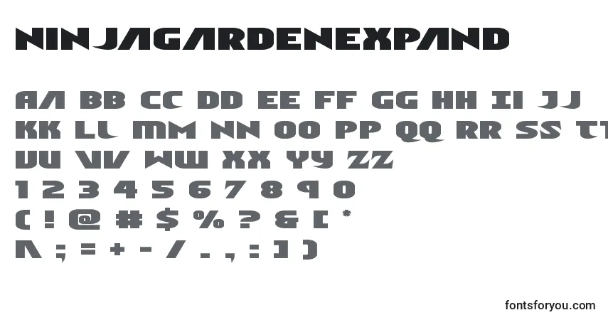Шрифт Ninjagardenexpand – алфавит, цифры, специальные символы