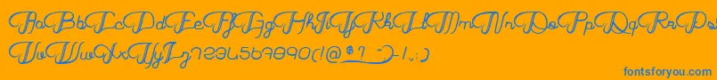 HaricotMagique-Schriftart – Blaue Schriften auf orangefarbenem Hintergrund