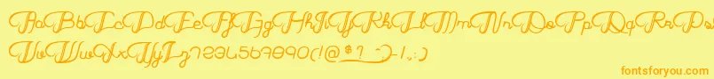 HaricotMagique Font – Orange Fonts on Yellow Background