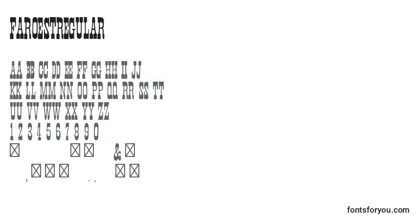 Schriftart FaroestRegular – Alphabet, Zahlen, spezielle Symbole