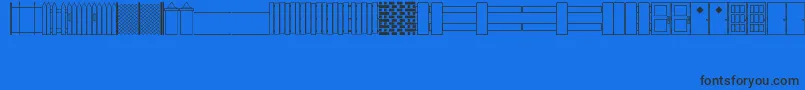 Czcionka WallsFencesDoorsJl – czarne czcionki na niebieskim tle