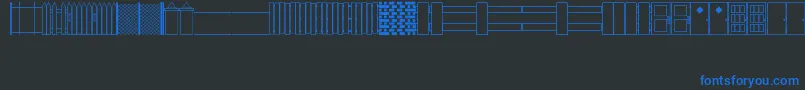 フォントWallsFencesDoorsJl – 黒い背景に青い文字