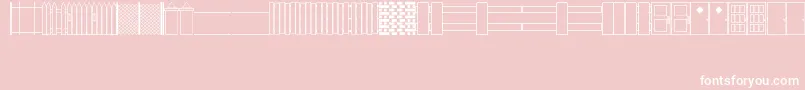 WallsFencesDoorsJl-Schriftart – Weiße Schriften auf rosa Hintergrund