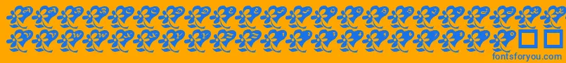 Fonte LcrFlowersFromMyHeart – fontes azuis em um fundo laranja