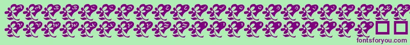 LcrFlowersFromMyHeart Font – Purple Fonts on Green Background