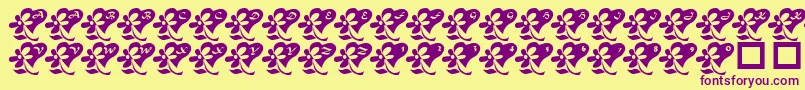 LcrFlowersFromMyHeart Font – Purple Fonts on Yellow Background