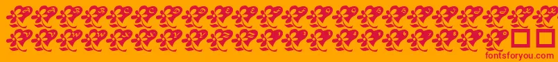 LcrFlowersFromMyHeart-Schriftart – Rote Schriften auf orangefarbenem Hintergrund