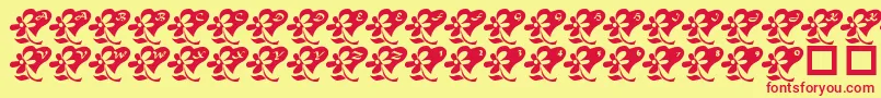 LcrFlowersFromMyHeart Font – Red Fonts on Yellow Background