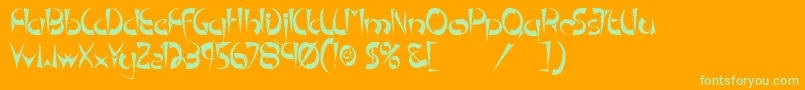 TmPedestalNormal Font – Green Fonts on Orange Background