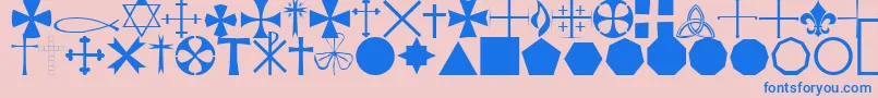 フォントStarcrossReligiousRegular – ピンクの背景に青い文字