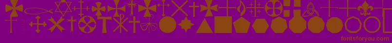 Fonte StarcrossReligiousRegular – fontes marrons em um fundo roxo